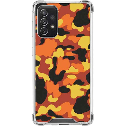 Orange Camo Galaxy A72 5G Clear Case